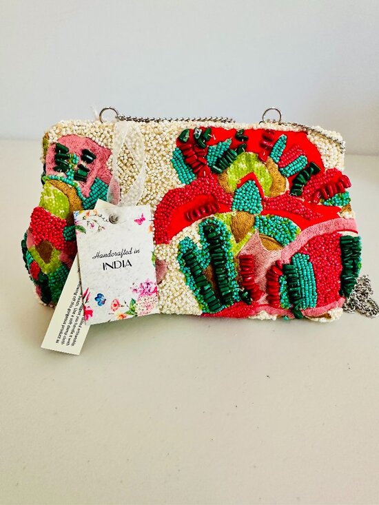 Handcrafted in India Handbags - TIK TOK VIRAL HANDCRAFTED IN INDIA BEADED CLUTCH SHOULDER BAG